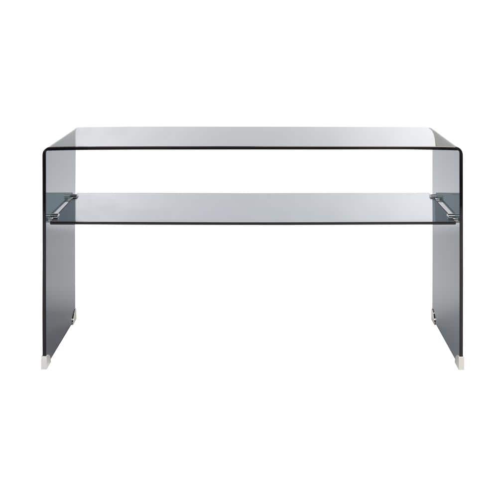 Dash Clear and Gray Glass Hallway Table with Storage Shelf