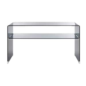 Dash 29.5 in. Clear/Gray Rectangle Glass Console Table