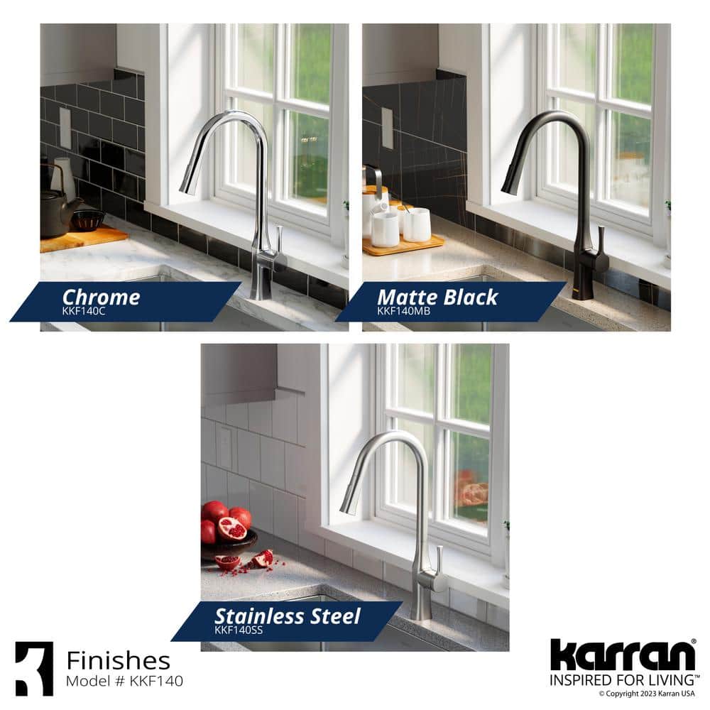 Chrome Single Handle Pull-Down Sprayer Kitchen Faucet