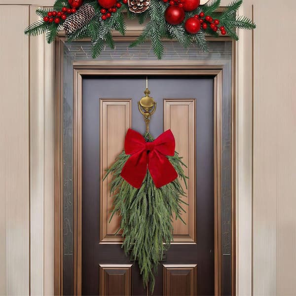 27.5 in. 2 Pcs Norfolk Pine Teardrop Artificial Christmas Swag