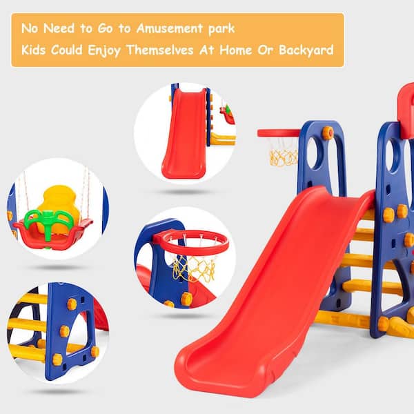 Details about   3 in 1 Climber Sliding Playset w/Basketball Hoop Toddler Climber And Swing Set 