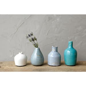 Blue & Ivory Terracotta Vases (Set of 4 Sizes)