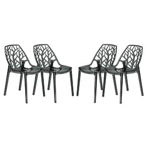 Cornelia Transparent Black Modern Spring Cut-Out Tree Design Stackable Dining Chair (Set of 4)