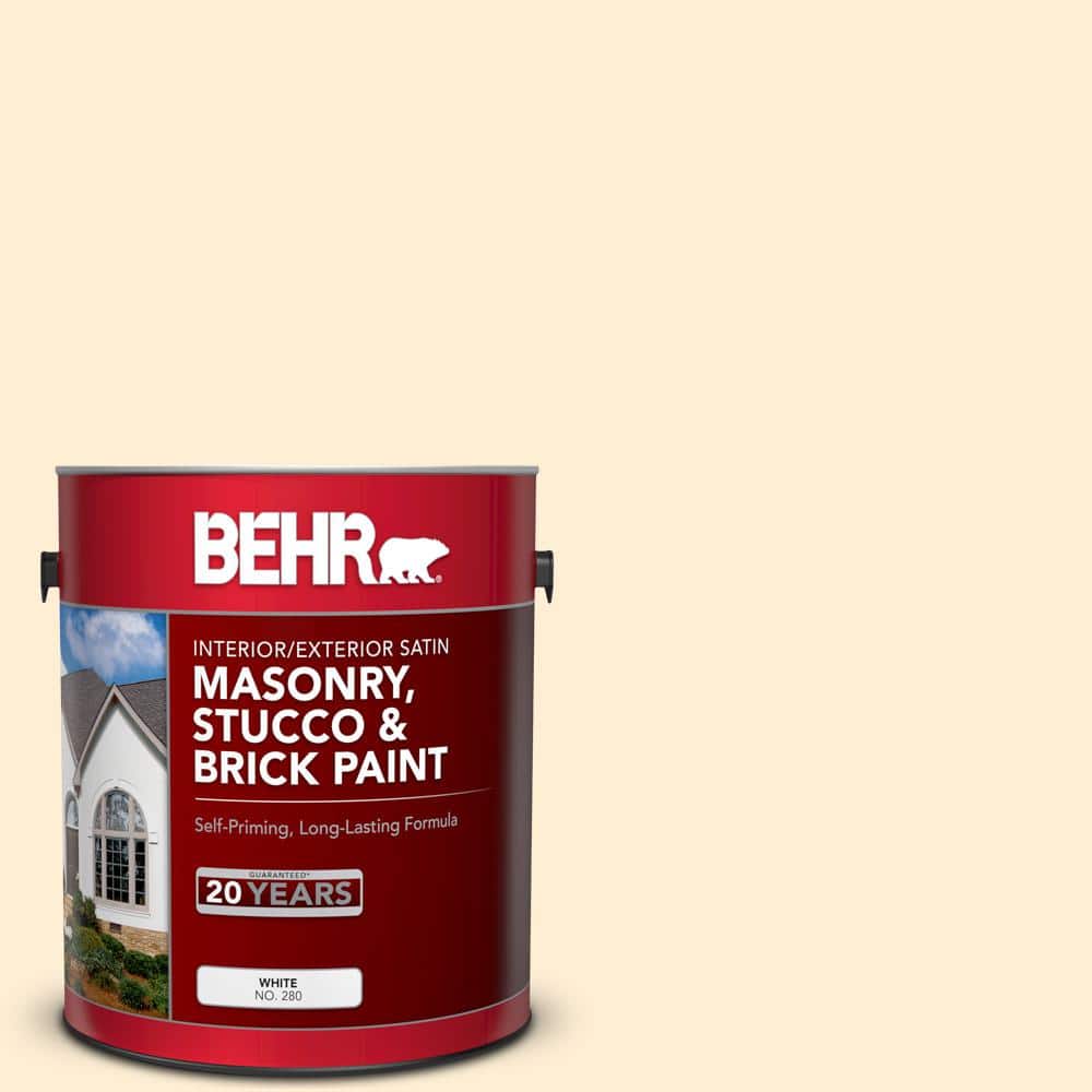 1 gal. #M270-1 Pearly White Satin Interior/Exterior Masonry, Stucco and Bri