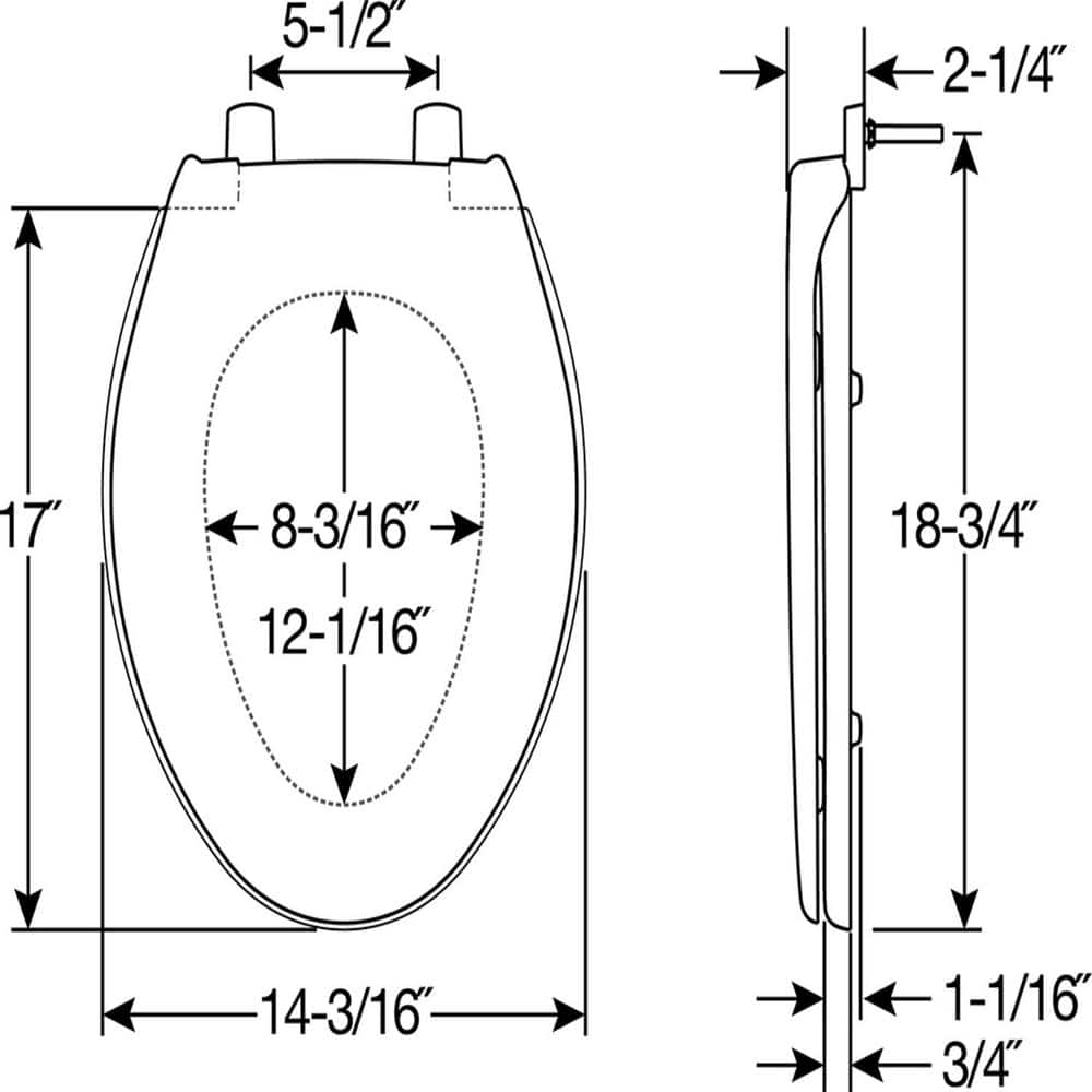 Heavy Duty White Plastic Elongated Toilet Seat with Cover