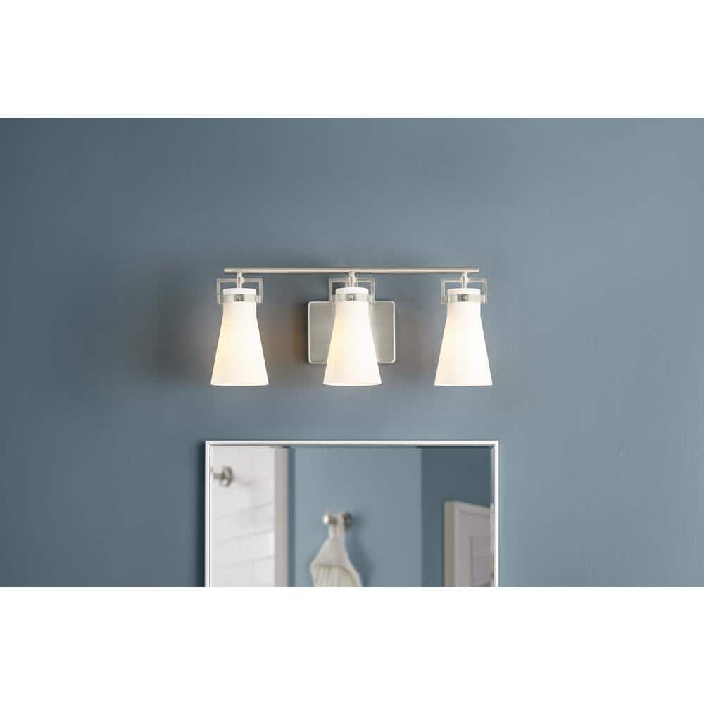 Clermont 22 in. 3-Light Brushed Nickel Bathroom Vanity Light with Milk Glass Shades price history on PriceWatchPro