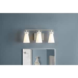 Clermont 22 in. 3-Light Brushed Nickel Bathroom Vanity Light with Milk Glass Shades