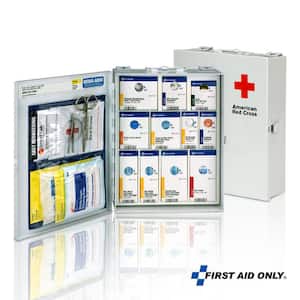 Medium Red Cross branded, Food Service, Metal Cabinet without Medications, OSHA 50-Person, First Aid Kit (137-Piece)