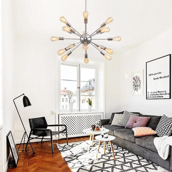 18 - -Light Chrome Metal Sputnik Chandelier