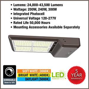 1000-Watt Equivalent Integrated LED Bronze Area Light TYPE 3 Adjustable Lumens & CCT, 7-Pin Receptacle / Cap (8-Pack)