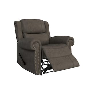 Distressed Fog Gray Faux Leather Extra Large Wall Hugger Rolled Arm Reclining Chair
