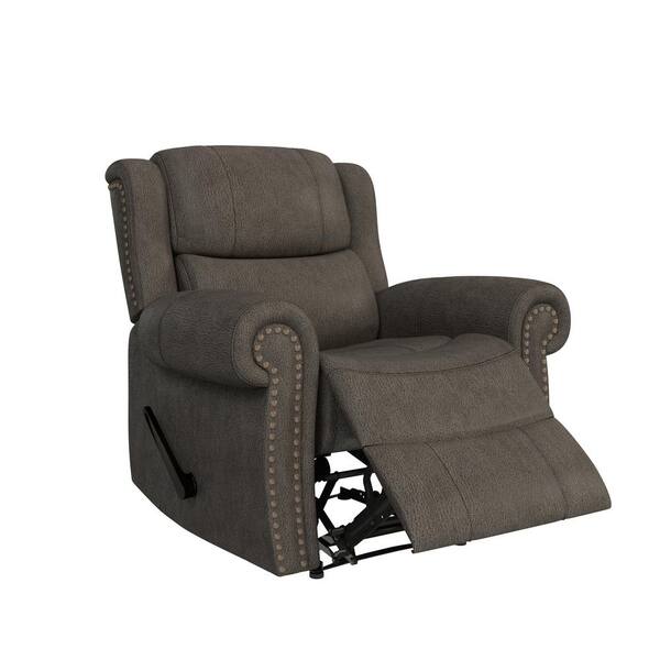 Wall Hugger Rolled Arm Reclining Chair, Large Black Leather Recliner Chair