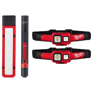 ROVER 300 Lumens LED Magnetic Flood Light w/100 Lumens Aluminum Penlight Kit & Two 450 Lumens LED Spot/Flood Headlamps