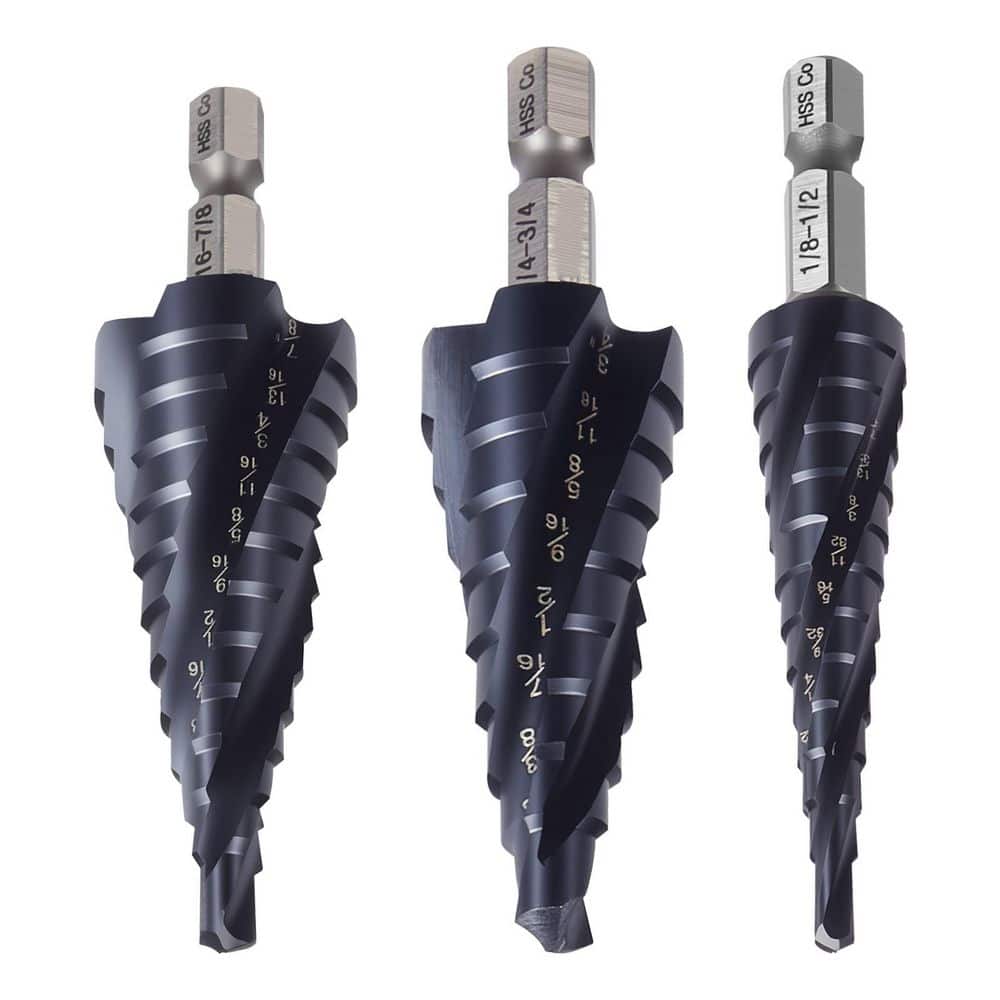 Step Drill Bit Set, Tialn Coating Cobalt HSS High Speed Steel, (3-Pieces ) Step Drill Bit, 1/4 in. Hex Shank price history on PriceWatchPro
