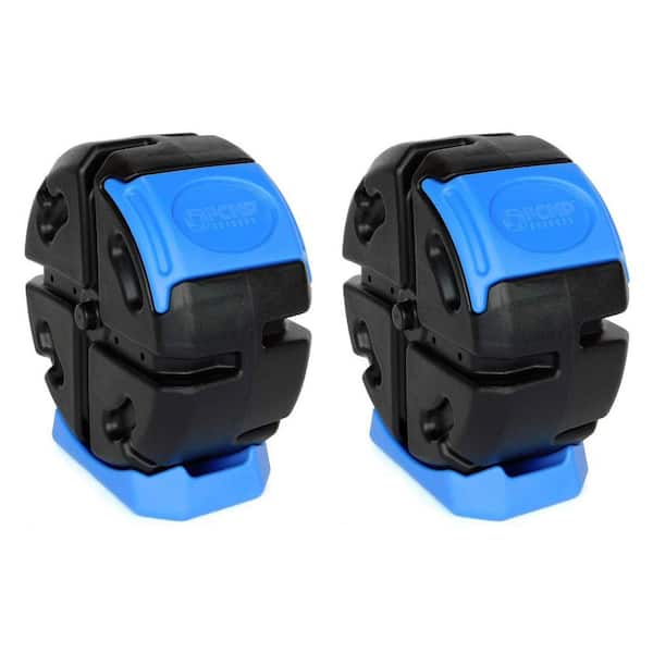 FCMP Outdoor 19 Gal. Plastic Rolling Composter Tumbler Bin, Blue (2-Pack)
