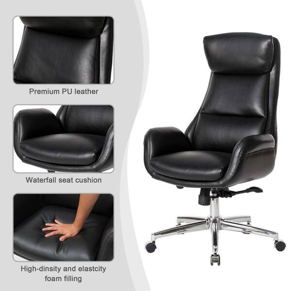 high back executive chair in black leatherette