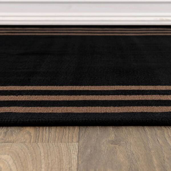 World Rug Gallery Classic Solid Border Cocoa Mocha Power Loomed Indoor 2 ft. x 10 ft. Runner Rug
