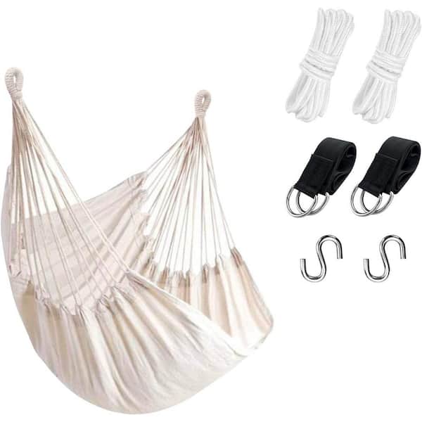 Unbranded Ourdoor Hanging Hammock Chair - Comfortable Tree Swing Chair Without Pillows 330 lbs. Weight Capacity (White)