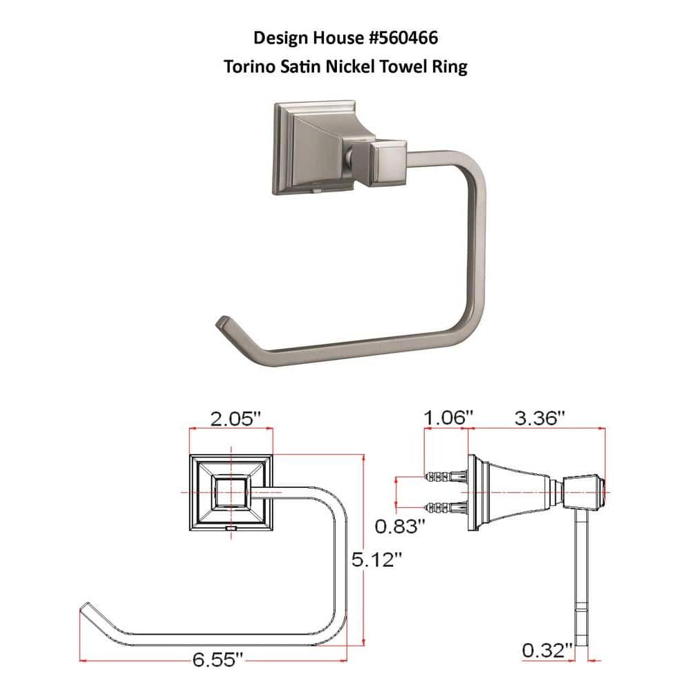 Satin Nickel Wall Mounted Brass Towel Ring