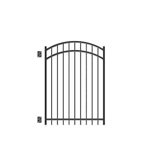 Natural Reflections 4 ft. x 5 ft. Black Heavy-Duty Aluminum Arched Pre-Assembled Fence Gate