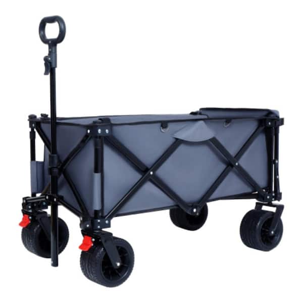 36 x 22 in. Gray Foldable Wagon Cart with with All-Terrain Wheels For Garden