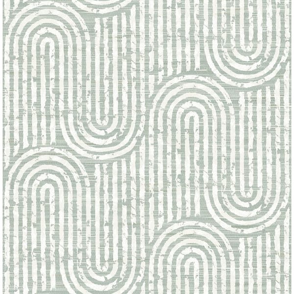 SCOTT LIVING Trippet Green Sage Matte Zen Waves Non-Pasted Non-Woven Paper Wallpaper