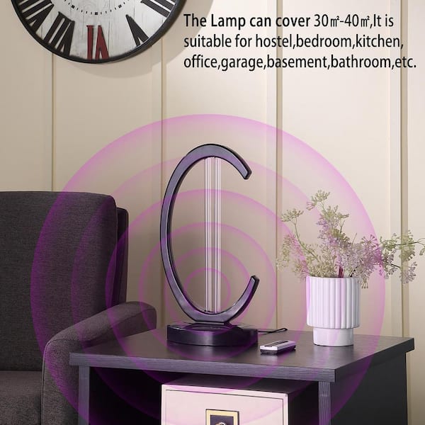 ORE International 16 in. UV Sterilized Black Oval Table Lamp with Remote  Control HBL2525 - The Home Depot