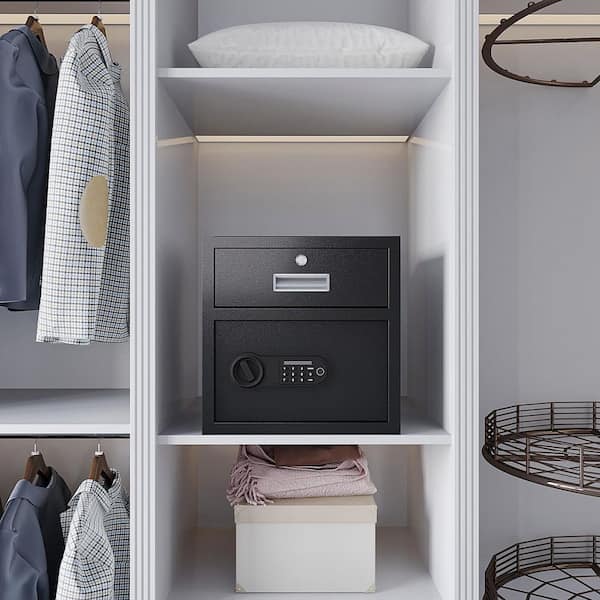1.65 cu. ft. Steel Fire-Resistant Floor Safe with Electronic Locks, Shelf and Drawer
