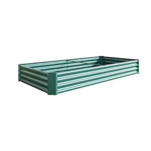 91.34 in. W Green Metal Rectangle Raised Garden Bed Planter