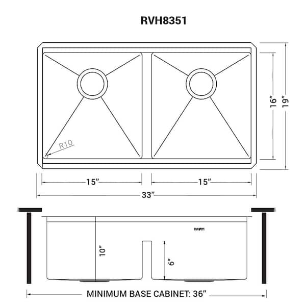 iiroo✳︎ Ruvati Roma Pro 33 in. Undermount 50/50 Double Bowl 16-Gauge
