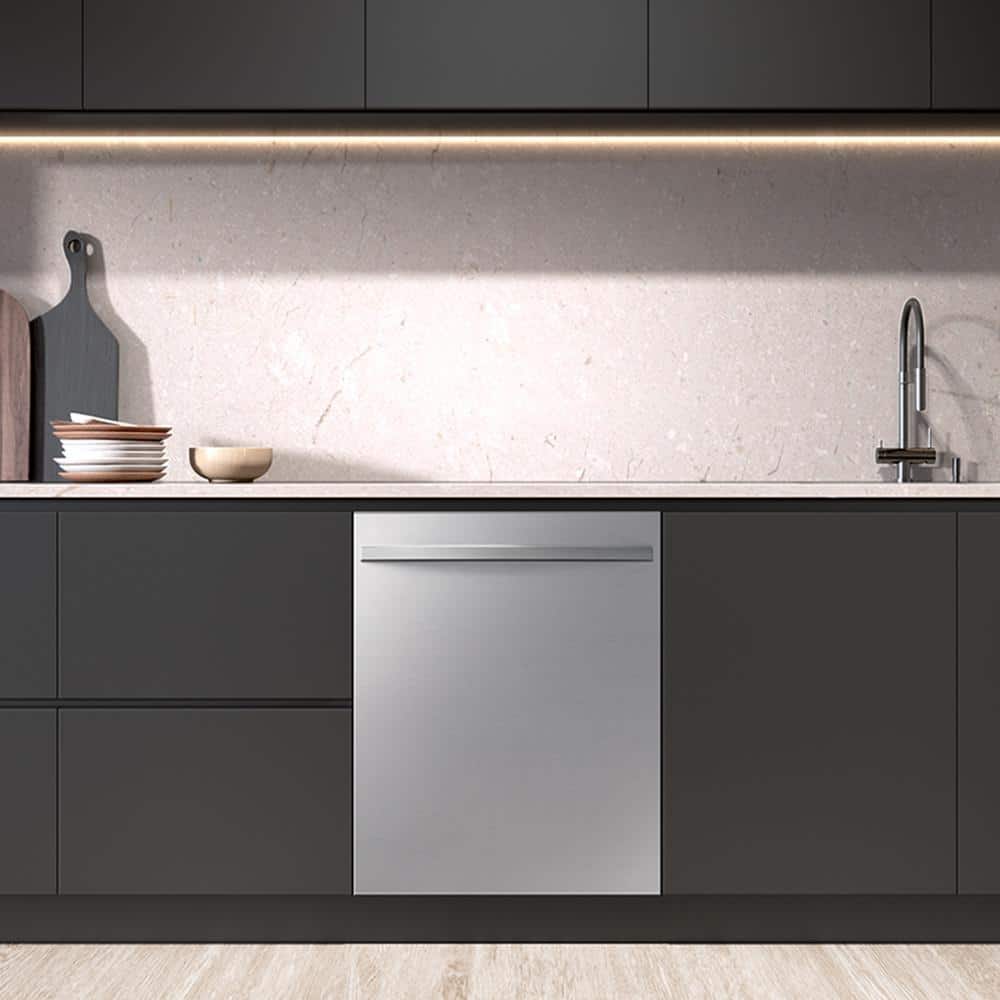 24" Stainless Steel Built-in Top Control Dishwasher with Adjustable Rack