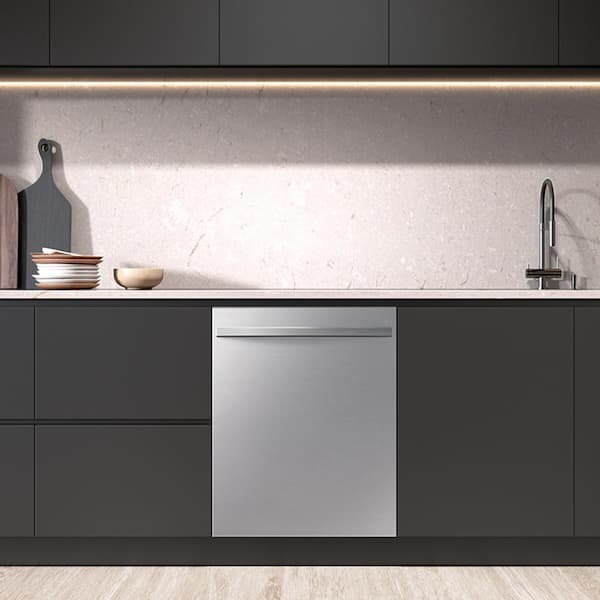 Samsung - Fingerprint Resistant 51 dBA Dishwasher plus Handle with 3rd Rack and AutoRelease Door in Stainless Steel