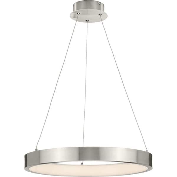Progress Lighting Inverse Collection 27-Watt Integrated LED Brushed Nickel Modern Integrated LED Pendant with Shade
