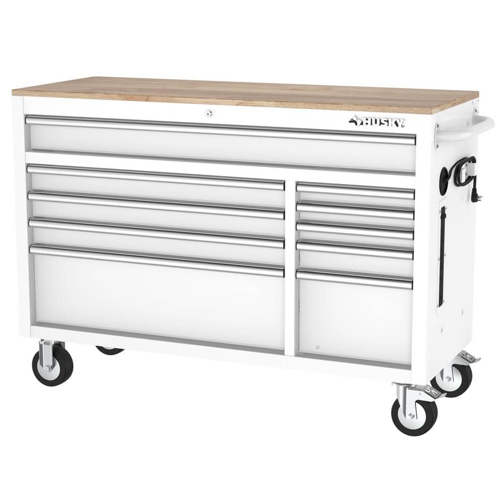 Modular Tool Storage 52 in. W White Mobile Workbench Cabinet