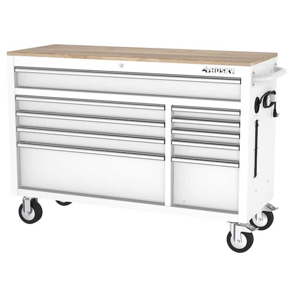 Husky Modular Tool Storage 52 in. W White Mobile Workbench Cabinet ...