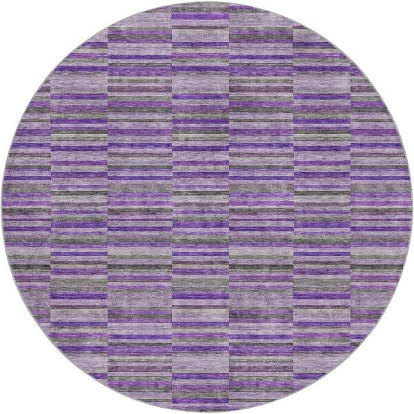Dream Shag Premium Machine Washable Abstract ADS816 Purple 8 ft. x 8 ft. Round Rug
