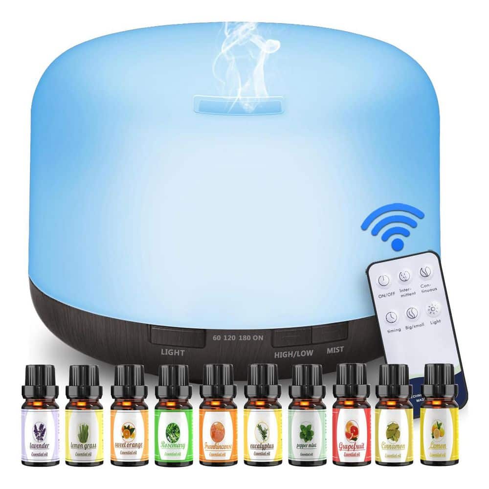 500ML Essential Oil Diffuser Aromatherapy Humidifier with 7 Color LED ...