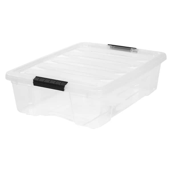 IRIS USA 13 Qt. (3 gal.) Stack & Pull™ Clear Plastic Storage Box with  Buckles, Gray