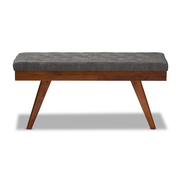 Baxton Studio Alona Dark Gray and Oak Fabric Dining Bench