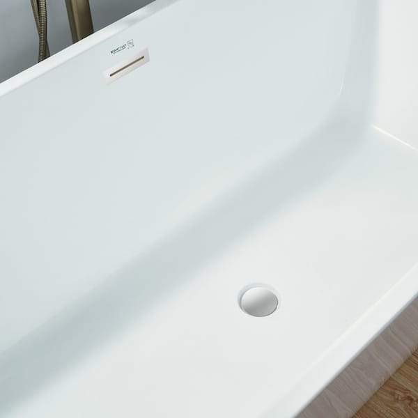 Vanity Art Montpellier 59 in. L x 30 in. W Acrylic Flatbottom Freestanding Bathtub in White/Polished Chrome Vanity Art Montpellier 59 in. L x 30 in. W Acrylic Flatbottom Freestanding Bathtub in White/Polished Chrome