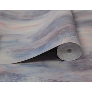 60.75 sq. ft. Bluestone and Rosewood Smoke Texture Embossed Vinyl Unpasted Wallpaper Roll