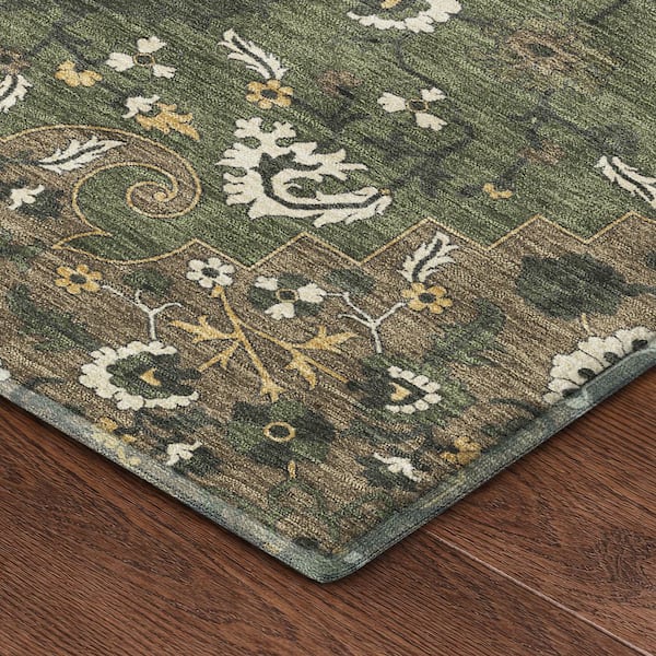 Mayfield Premium Machine Washable Abstract AMF2463 Brown 3 ft. x 4 ft. Area Rug