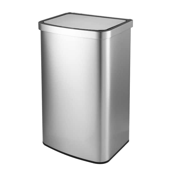Innovaze 15.85 Gal. Stainless Steel Rectangular Motion Sensor Trash Can for Kitchen and Office