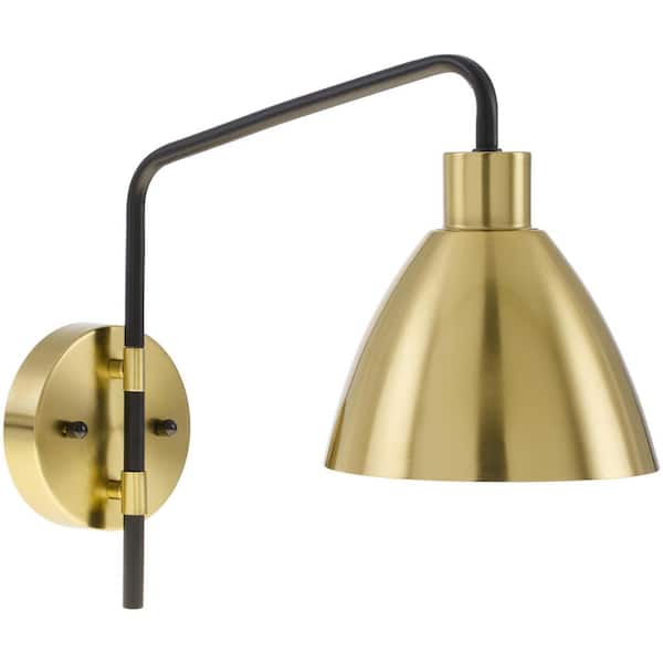 Livabliss Munos MUN-001 12 in. L x 7 in. W x 16 in. H  ,1 Light, Brass/Black ,Wall Sconce