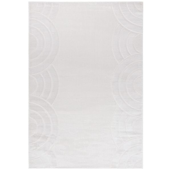 Saylor 8 ft. x 10 ft. Ivory Solid Striped Swirl Area Rug