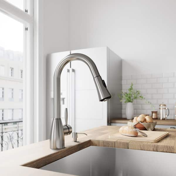 Aylesbury Single Handle Pull-Down Sprayer Kitchen Faucet in Stainless Steel