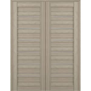 Alba 36 in. x 79.375 in. Both Active 6-Lite Frosted Glass Shambor Finished Wood Composite Double Prehung French Door