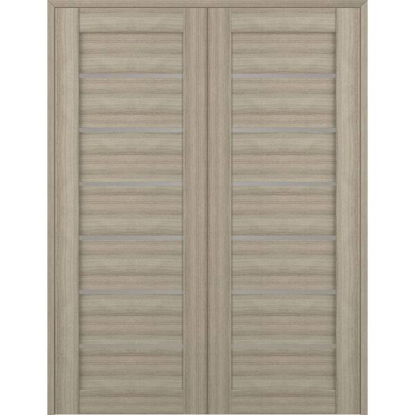 Belldinni Alba 48 in. x 83.25 in. Both Active 7-Lite Frosted Glass Shambor Finished Wood Composite Double Prehung French Door