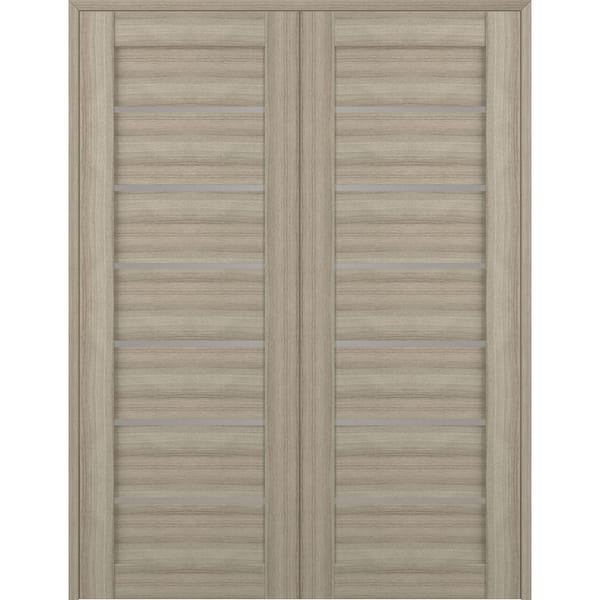 Belldinni Alba 72 in. x 95.25 in. Both Active 7-Lite Frosted Glass Shambor Finished Wood Composite Double Prehung French Door