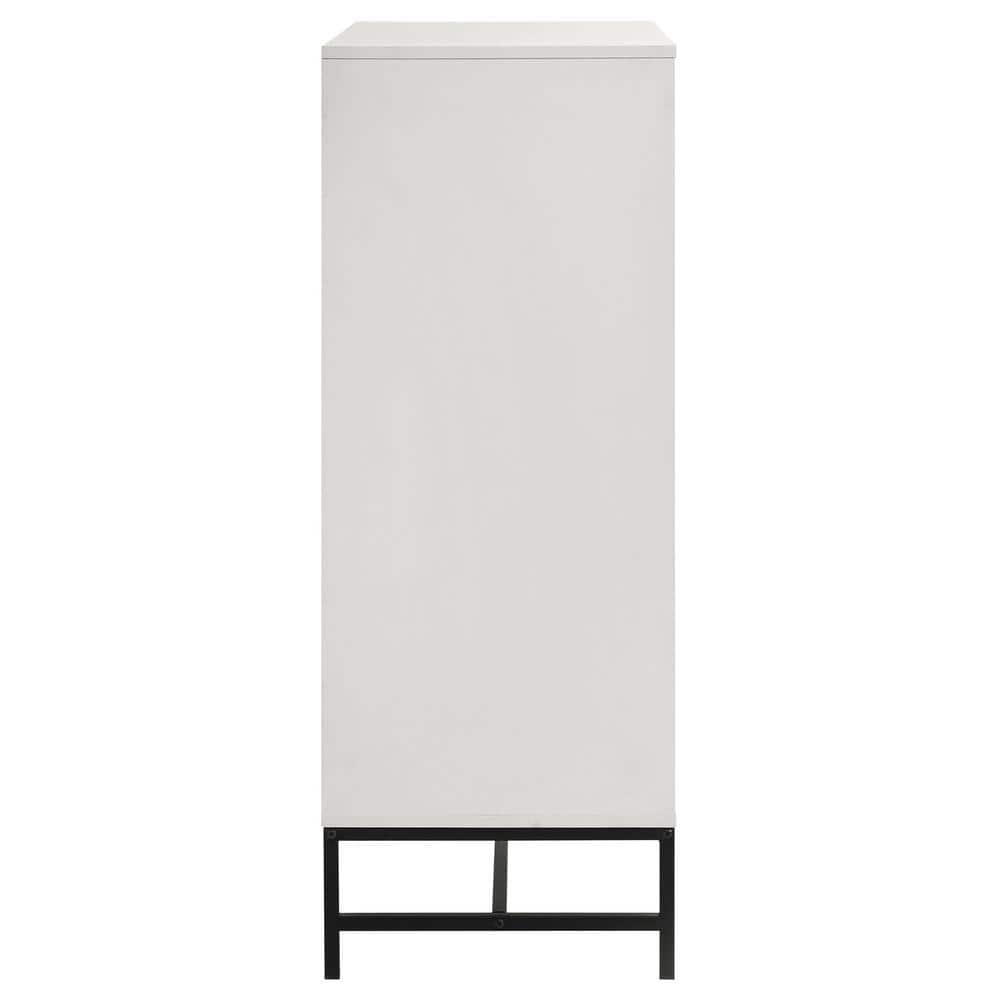 Sonora White 4-Drawer Chest with Black Metal Base